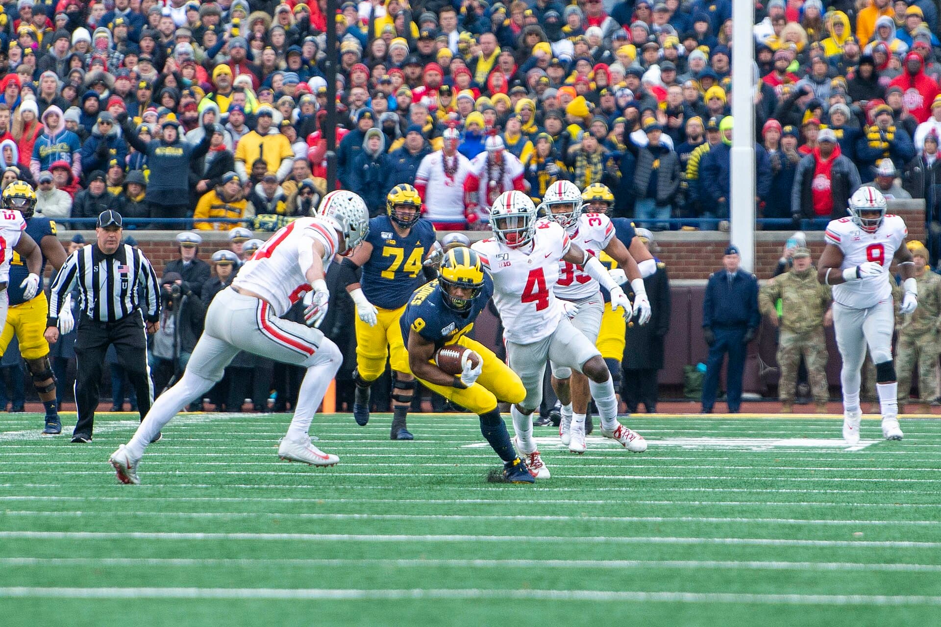Archive photograph: Jordan Fuller playing against Michigan in 2019